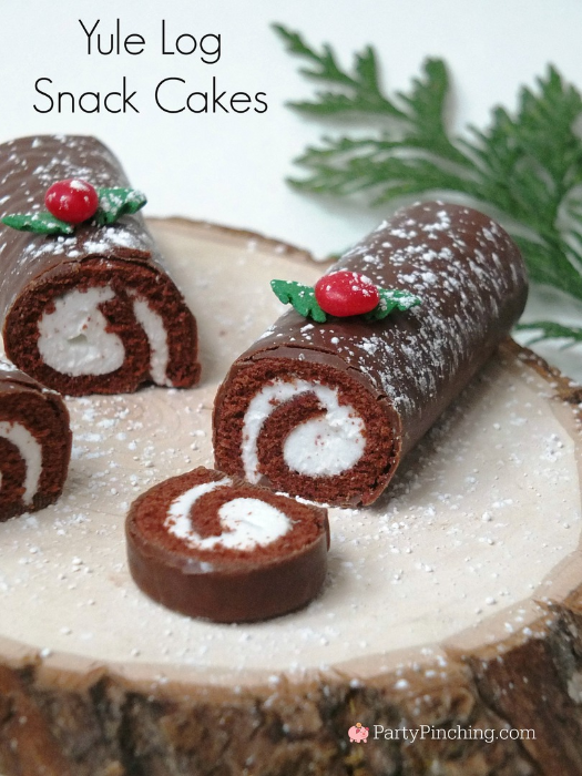 Yule Log snack cakes, mini yule log Little Debbie swiss rolls snack cakes