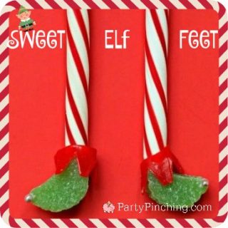 Christmas candy treat for kids, cute food, sweet elf feet shoes, fun food dessert ideas for Christmas