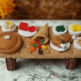 Thanksgiving Itty Bitty Bountiful Buffet, cute Thanksgiving treat dessert craft, edible craft, Thanksgiving table treat, mini food, cute food, fun food for kids