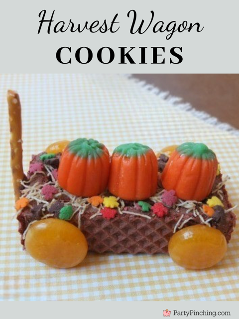 harvest wagon cookie for fall autumn Thanksgiving Halloween Harvest party fun and easy recipe for kids no bake