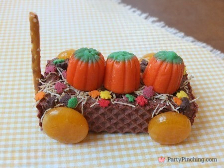 harvest wagon cookie for fall autumn Thanksgiving Halloween Harvest party fun and easy recipe for kids no bake