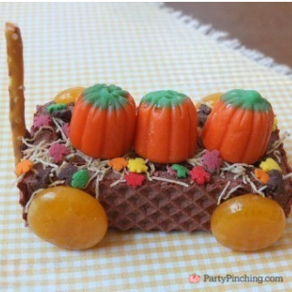 harvest wagon cookie for fall autumn Thanksgiving Halloween Harvest party fun and easy recipe for kids no bake