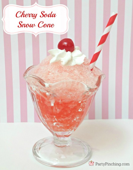 Cherry Soda Snow Cones - Sweet Drink With Soda Pop - Cherry Cola