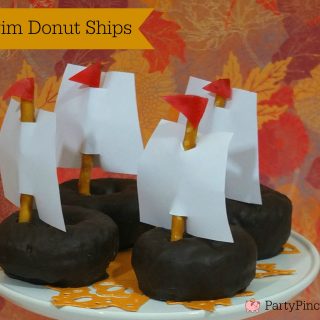 Thanksgiving pilgrim donut ship, cute and easy Thanksgiving food craft dessert treat ideas, fun food for kids, cute food, Thanksgiving dessert ideas for your party