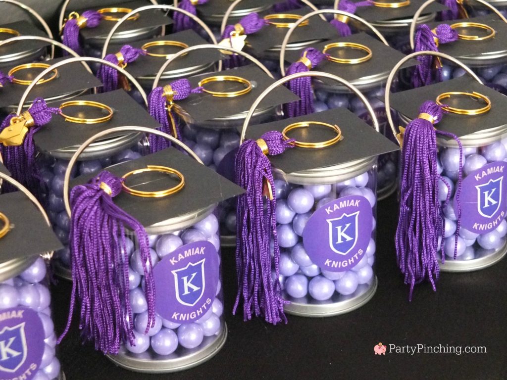 graduation party favors mortar board cap mini paint cans filled with candies