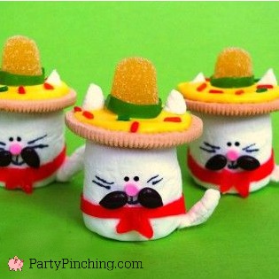 cinco de mayo marshmallow gatos cats so cute to make easy dessert ideas for Cinco de Mayo