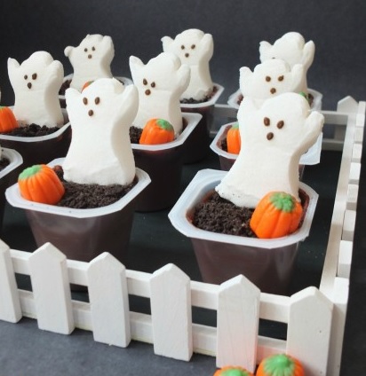 Graveyard Pudding cups, best easy halloween dessert kids party school