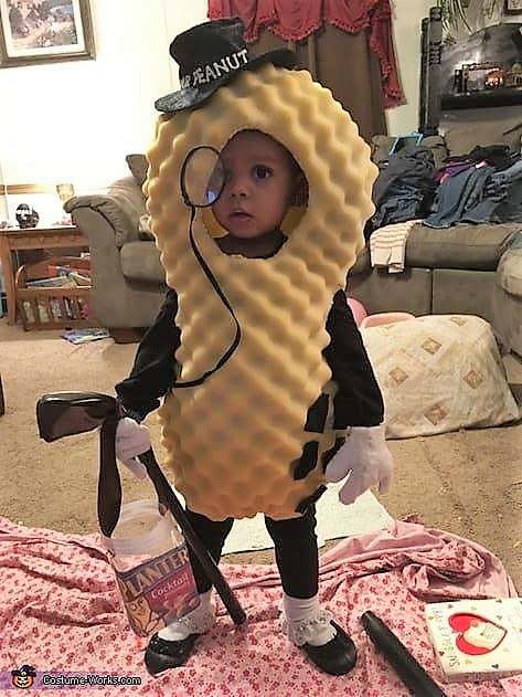 Mr. Peanut costume, baby Planter's Peanut costume, mattress pad costume, foam costume, DIY cute easy baby costume for kids, cutest easy DIY costumes for children, kids, babies