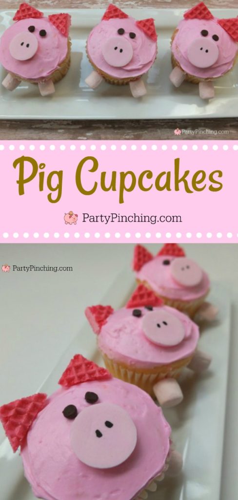 pig cupcakes, barnyard party ideas, farm party ideas, pig party, easy cupcakes for kids, kid friendly pig cupcakes, cute pigs