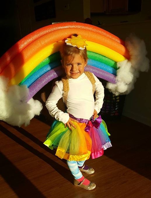 DIY RAINBOW COSTUME, cute toddler kids baby Halloween costumes, easy costume ideas, fun costume rainbow unicorn ideas