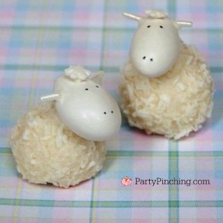 Easter lamb truffle, sheep candy, cute food, fun and easy Easter dessert treat ideas, cute food, fun food for kids, Easter dinner, Easter brunch ideas