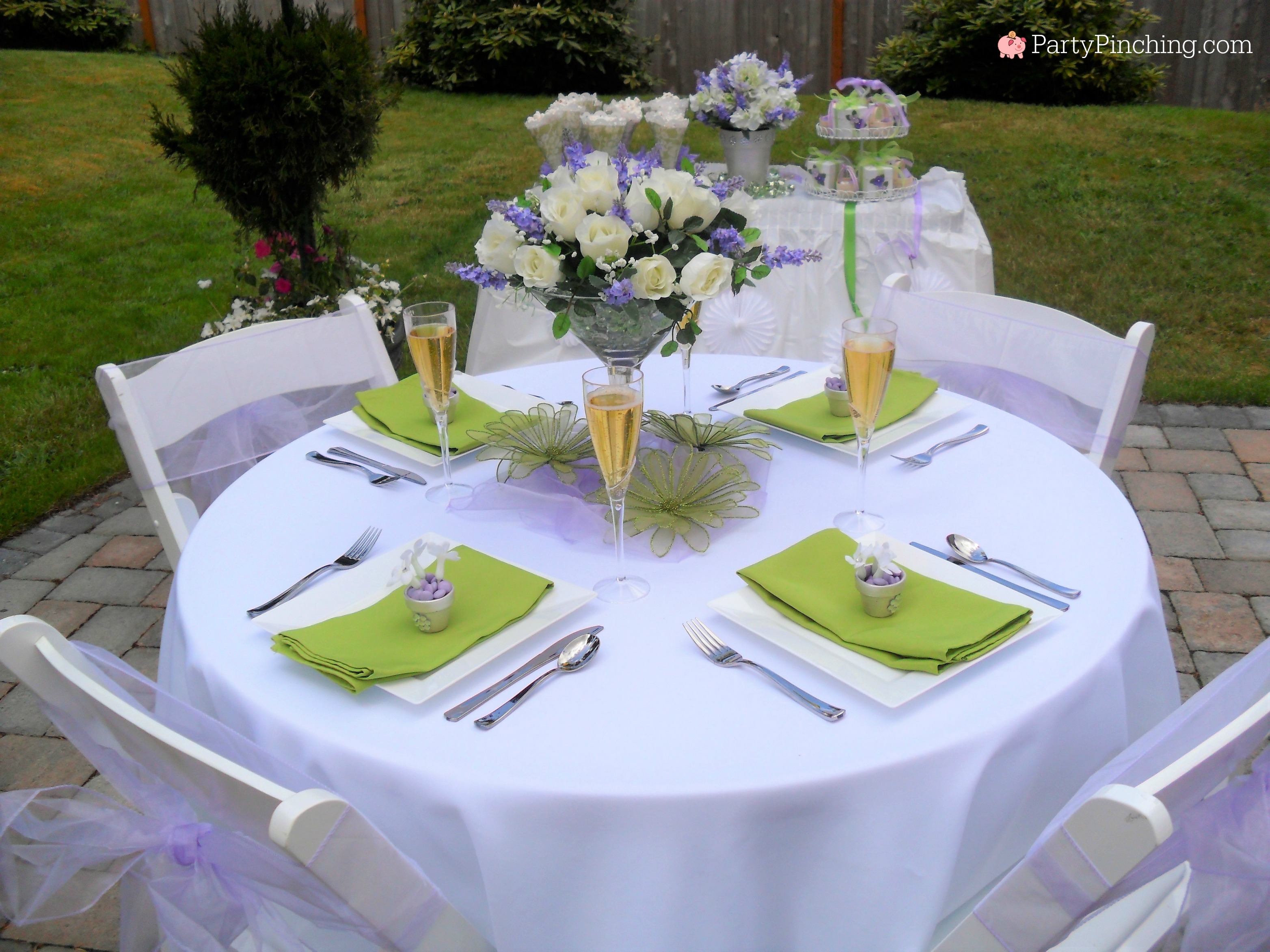 Bridal Shower ideas for luncheon purple green pretty decor food ideas