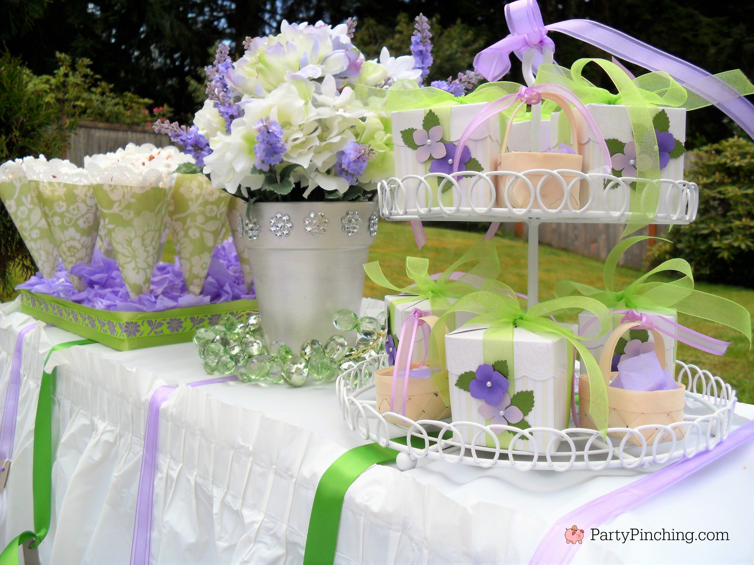 bridal shower ideas, budget friendly inexpensive bridal shower luncheon, garden outdoor patio bridal shower, lavender bridal shower, pretty purple lunch bridal shower, easy beautiful bridal shower ideas