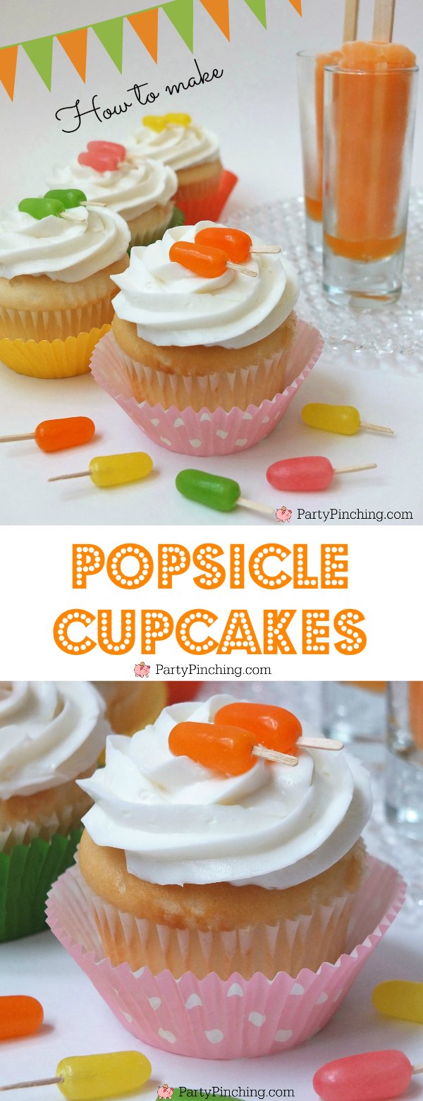 Popsicle Cupcake, Popsicle cupcake tutorial, Popsicle Cupcake Toppers, Summer party ideas, Mike and Ike candy