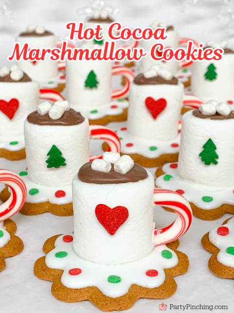 hot cocoa marshmallow cookies, best easy original hot chocolate cookies for Christmas holidays 
