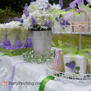 Bridal shower ideas, bridal shower luncheon, lilac purple white green bridal shower, wedding shower ideas, DIY bridal shower wedding ideas