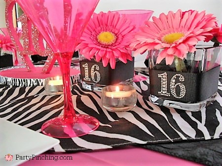 Sweet 16 party  for girls pink zebra  birthday  sweet 16 