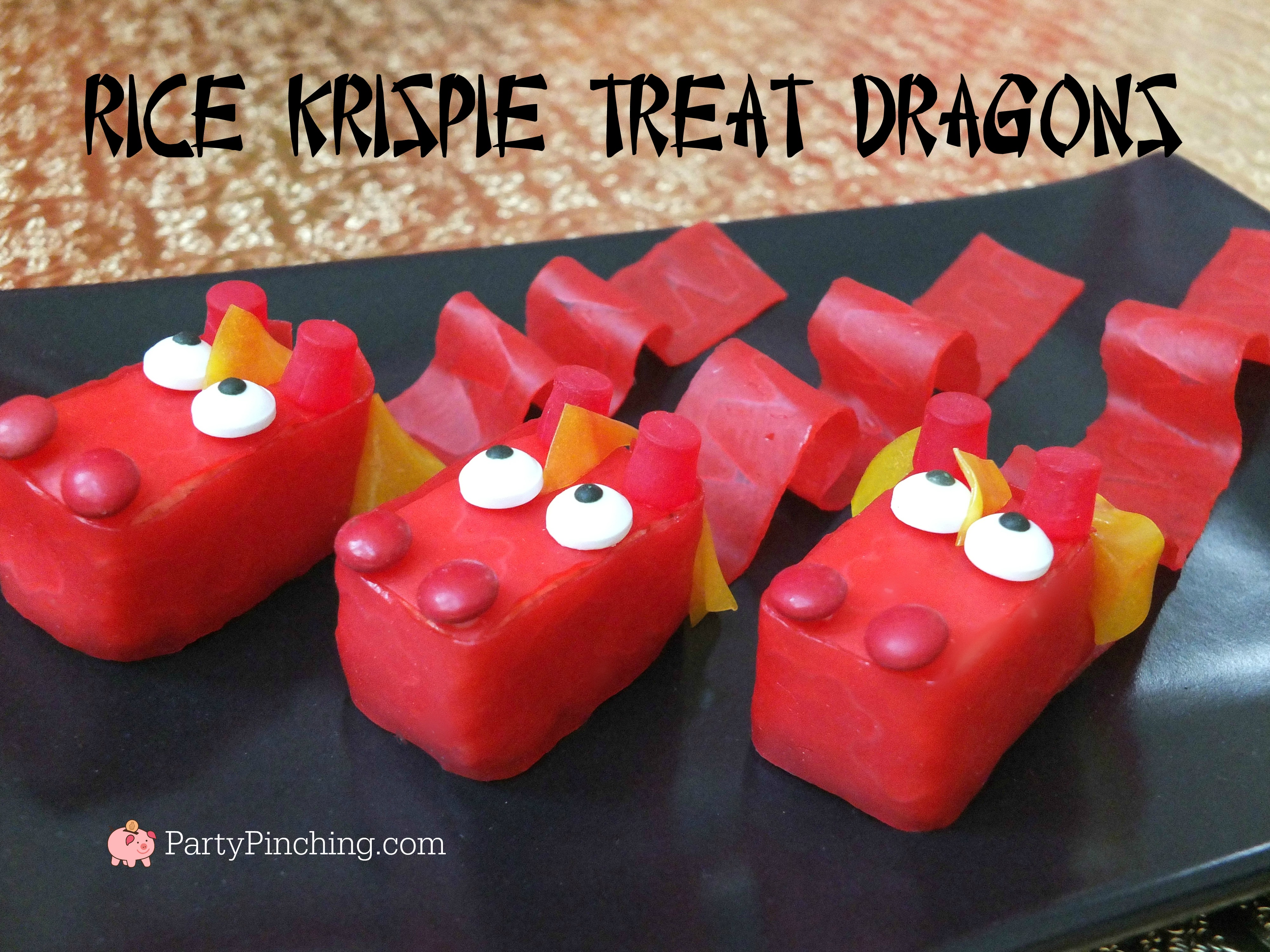Chinese New year treat ideas, Chinese New Year Lunar new year dragon, Dragon Rice Krispie Treats, Chinese New year dessert ideas, cute food, fun food for kids, sweet treats