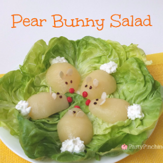 Pear Bunny Salad, fun food for kids, Easter salad, Easter brunch ideas, cute food for Easter, fun food for kids