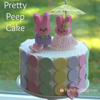 Pretty Peep bunny cake for Easter, dressed up peeps
