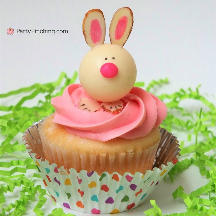 cute bunny truffles for Easter, Lindt bunny truffles, easy to make Easter bunny cupcake toppers, best Easter recipes ideas for kids