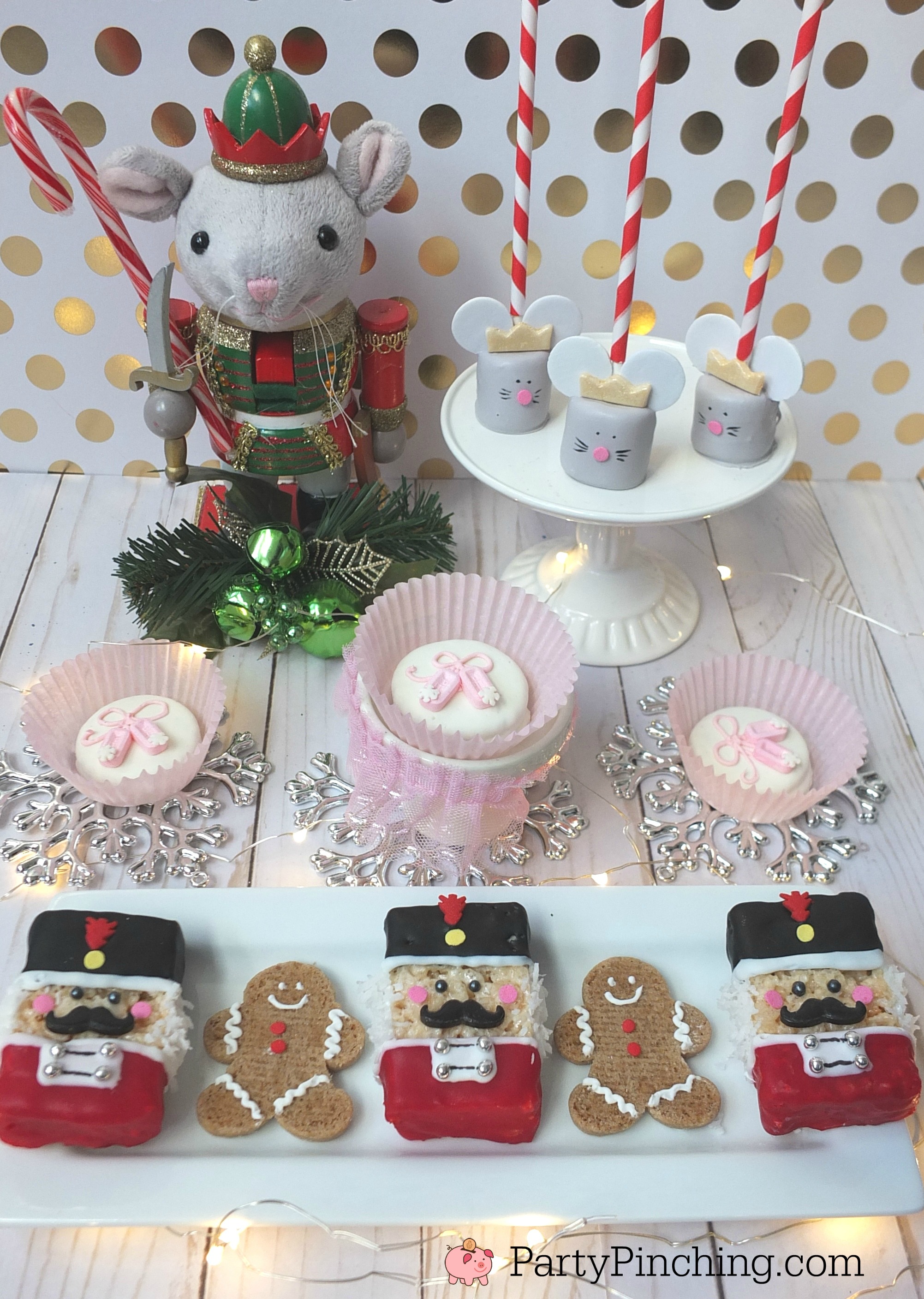 Nutcracker suite party, nutcracker sweets, mouse king ballet slipper toy soldier treats, cute Christmas treats for kids, Nutcracker ballet party ideas