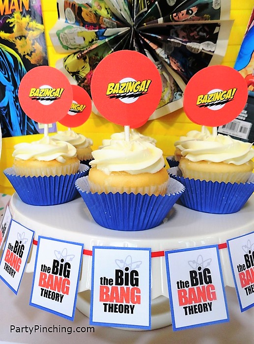 Big Bang Theory, big bang theory party cupcakes, bazinga cupcakes
