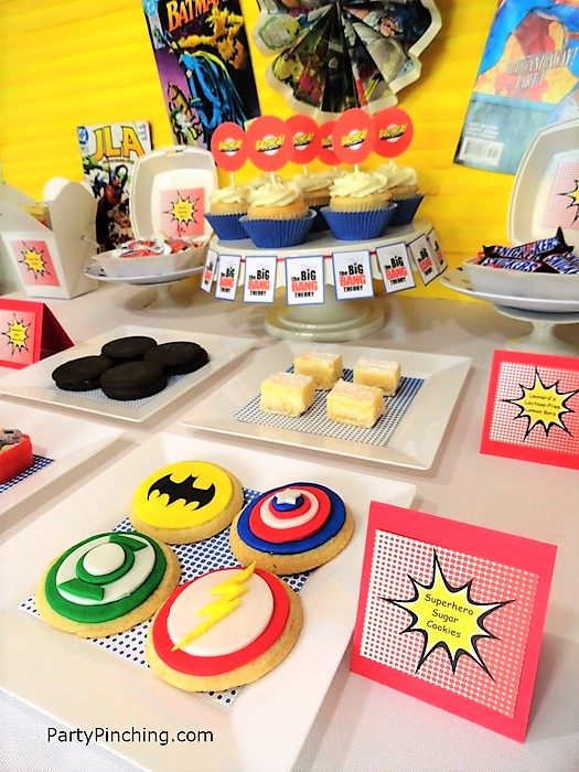 Big Bang Theory Party, big ban party food, big bang party desserts, big bang party cookies cupcake food, big bang party dessert food table ideas