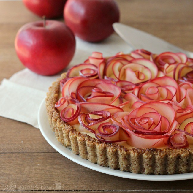 Apple rose tart, beautiful dessert gluten free, gorgeous tart for Valentine's day, apple rose recipe