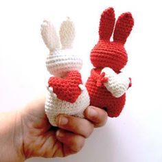 Cute adorable bunny heart crochet knit craft, rabbit crochet knit project for Valentine's day, fun gift idea for kids