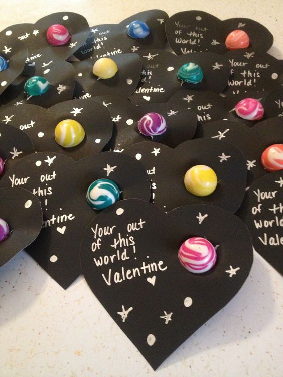 You're out of this world Valentine, DIY Valentine super ball, space Valentine craft, fun Valentine craft for kids school party