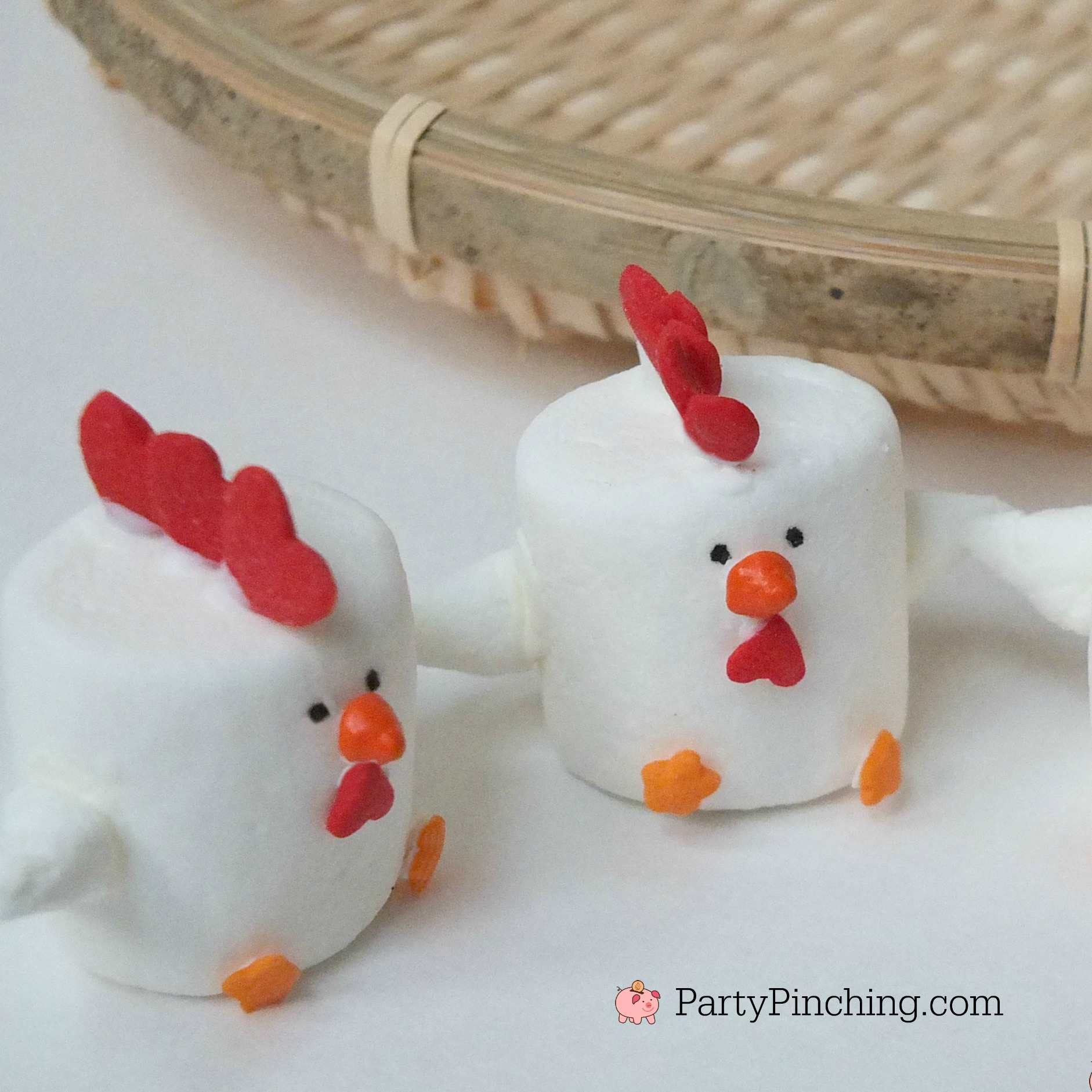 Rooster Marshmallows, Chinese New Year 2017 Rooster dessert, cute dessert treat for Lunar New Year, fun food for kids, sweet treats, easy dessert for Chinese New Year