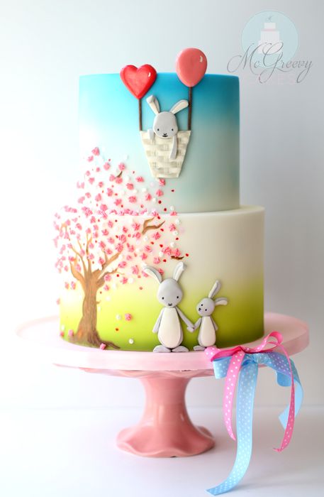 Best Easter food and craft ideas, cute adorable bunny balloon basket cake