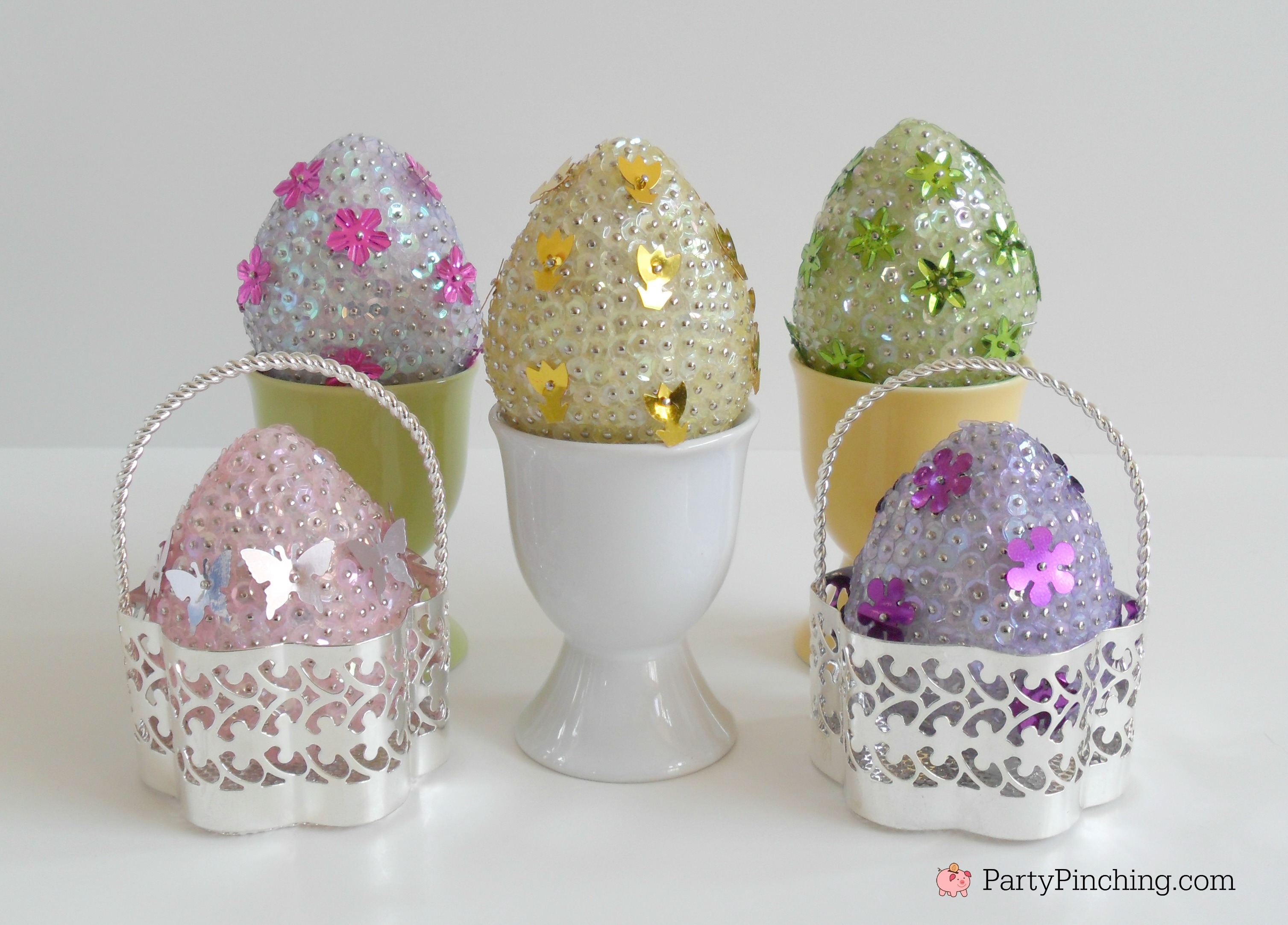 sequin egg craft, easy DIY Easter egg craft, cute Easter egg idea, beautiful pretty gorgeous Easter egg decor