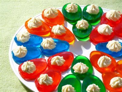 Best Easter food and craft ideas, Jello deviled eggs cute dessert for Easter brunch