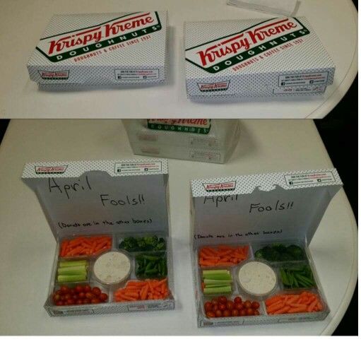 April Fools day food pranks krispie kreme donuts veggie tray