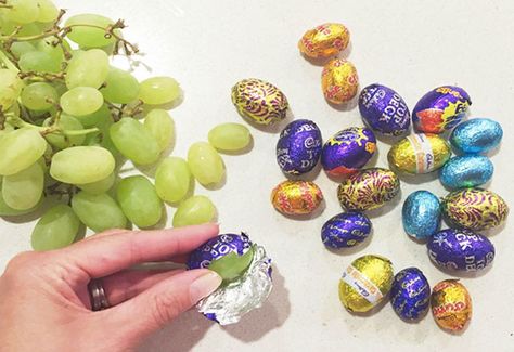 April Fools' day food pranks grapes in chocolate egg wrappers