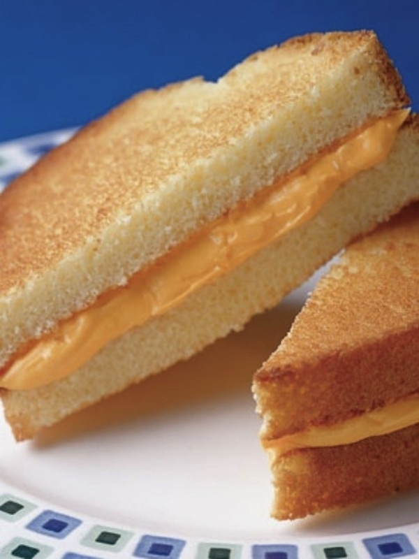 April Fools' Day food pranks pound cake and frosting grilled cheese