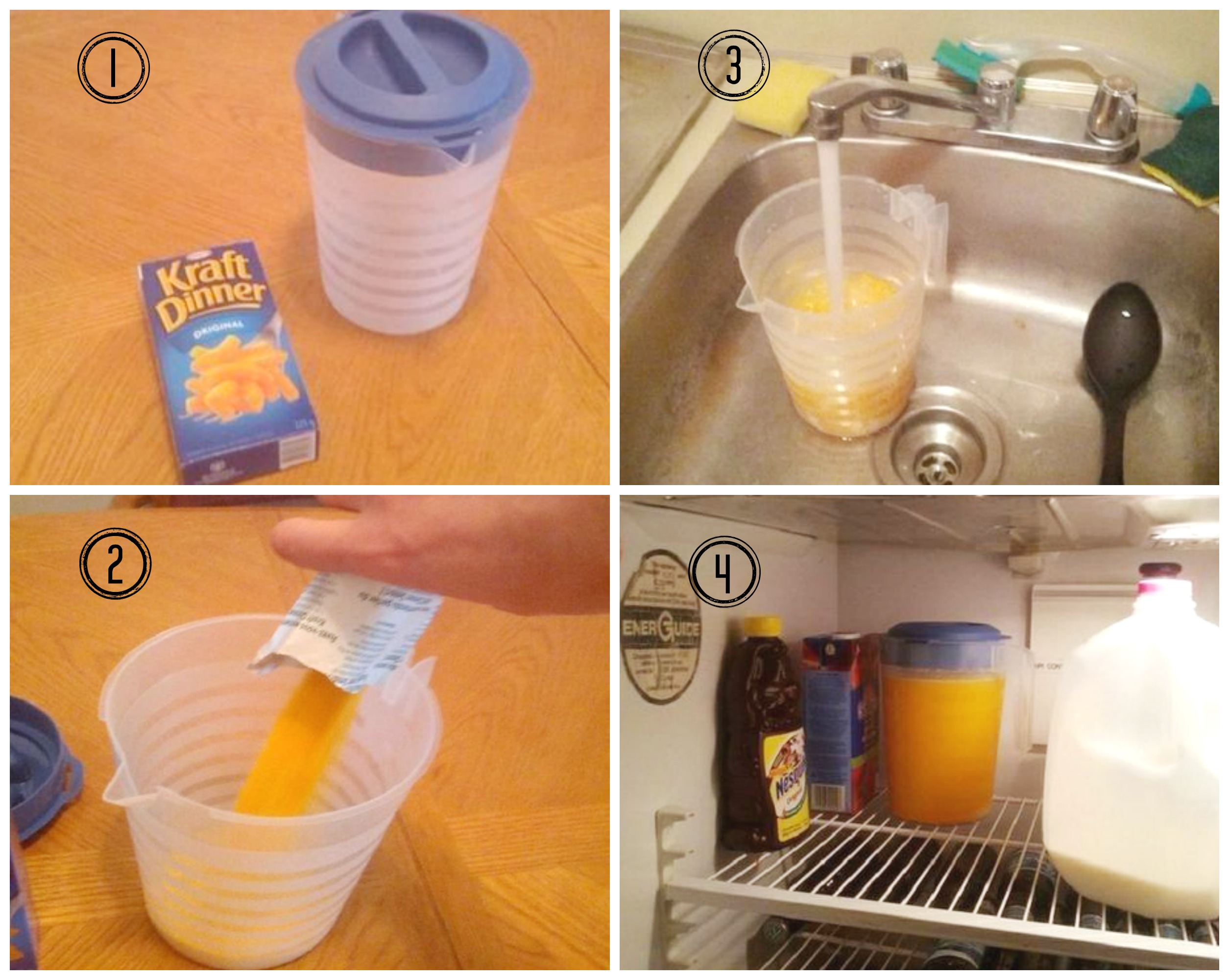 April Fools day food pranks macaroni and cheese mac and cheese powder drink orange juice joke