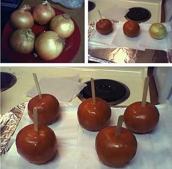 April Fools' Day food pranks caramel apple onion joke