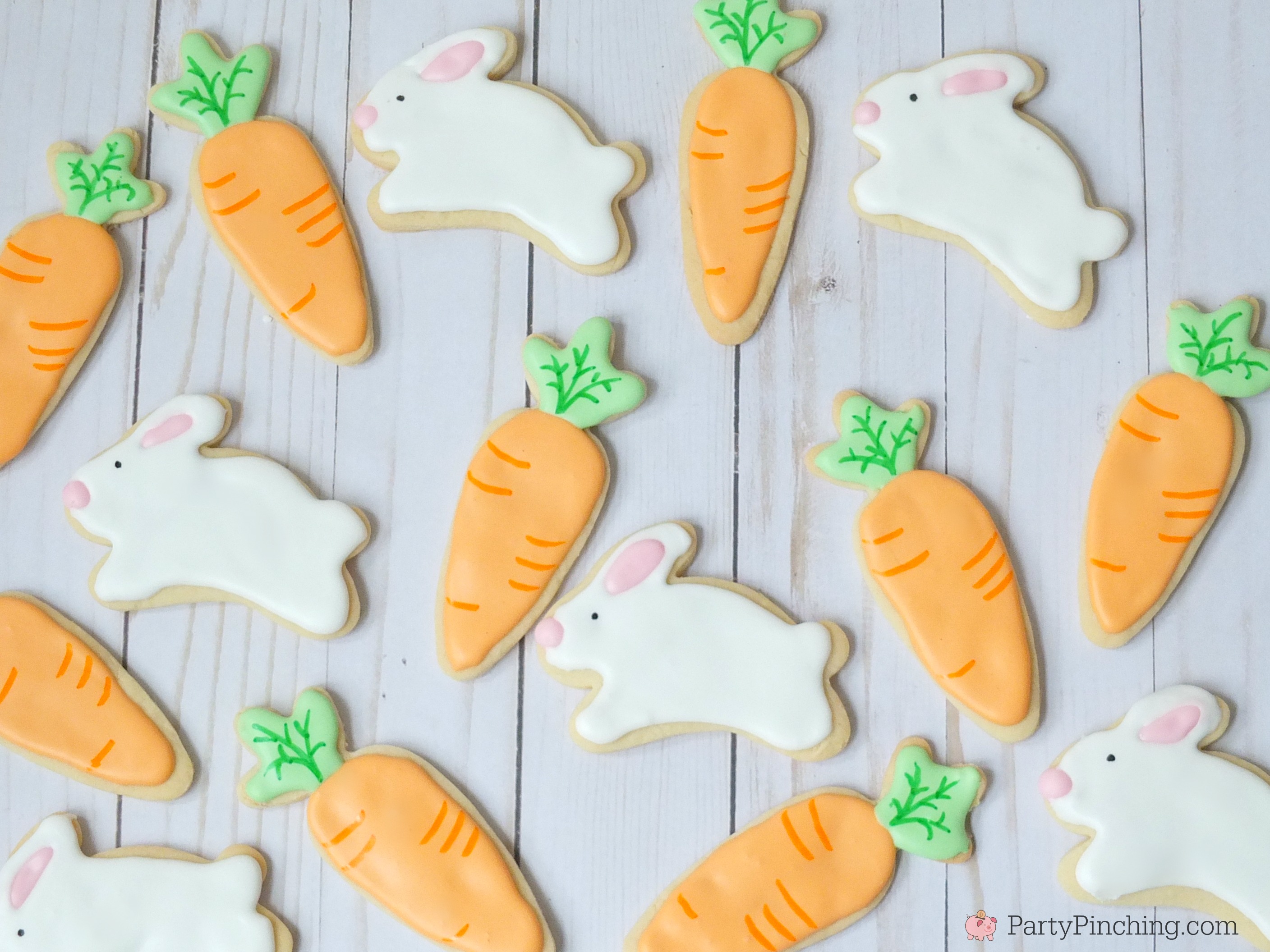 bunny and carrot sugar cookies, cute and easy Easter cookies, adorable Easter cookies for kids, fun food for kids, sweet treats for Easter and Spring, Springtime cookies