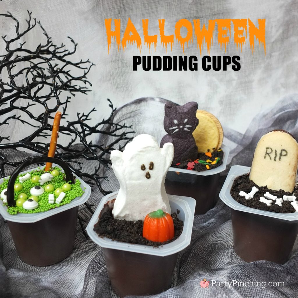 Halloween Pudding Cups, easy fun Halloween treats for kids school party