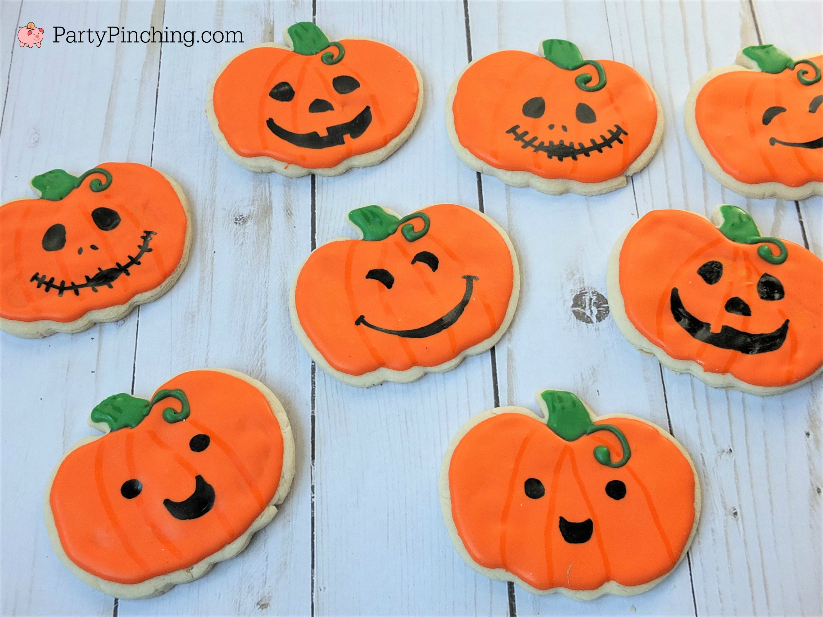 Halloween sugar cookies decorated royal icing, ghost banner cookies, cute Halloween cookies, black cat cookies, bat cookies, cute candy corn cookies, cute pumpkin jack o lantern cookies