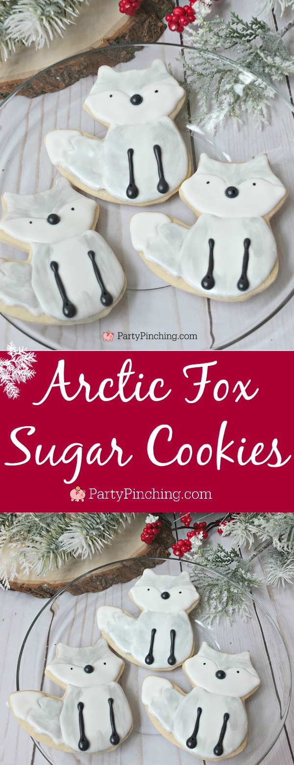 Arctic Fox Cookies for a White Winter Wonderland party woodland animal