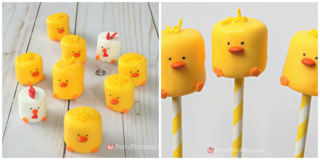 Cute Marshmallow Chicks for Easter dessert, easy cupcake topper for kids