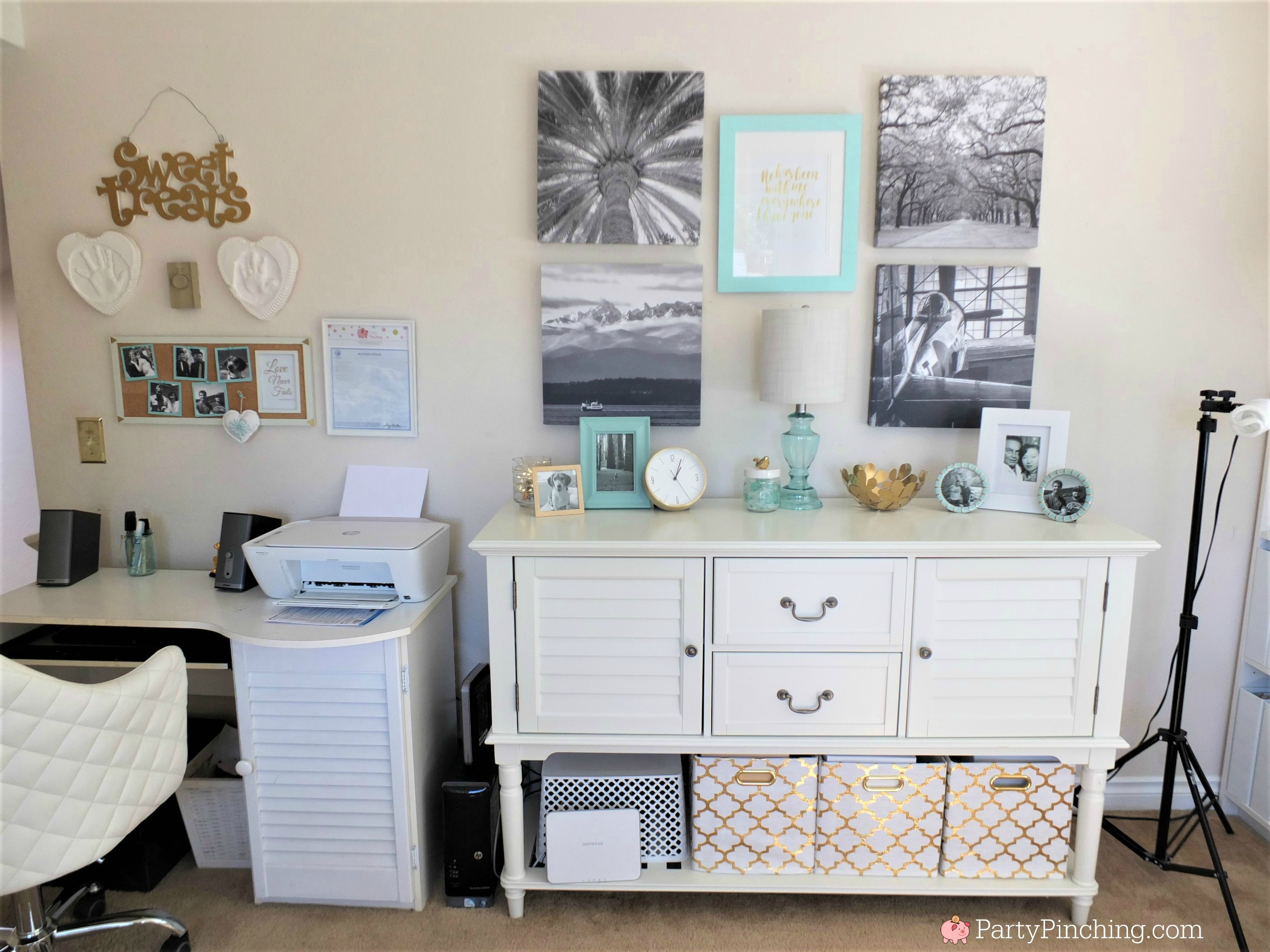 Tiffany Blue Home Office Makeover Gold Accents Pretty Office On