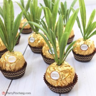 ferrero rocher pineapples, best easy pineapple party dessert craft ideas