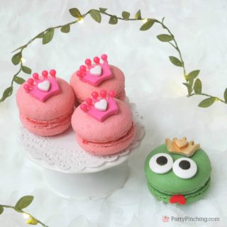 Princess and Frog Macarons, cute easy best macaron recipe ideas, frog cookies no bake easy to make best macaron recipe, princess party frog party ideas for kids, girl party ideas