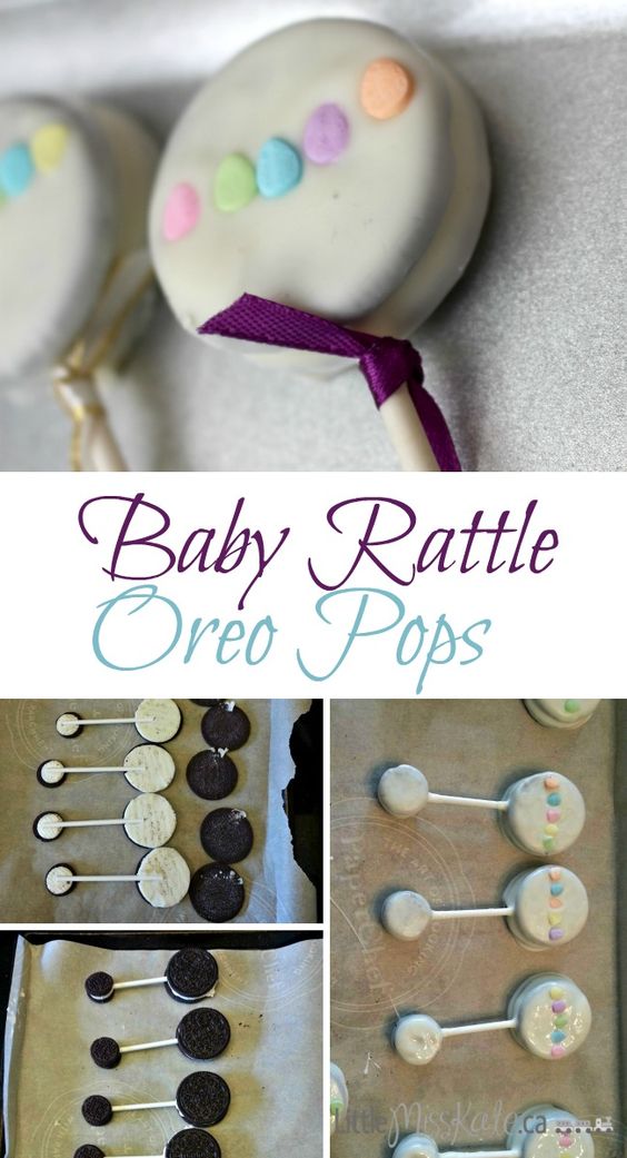 baby rattle Oreo pops, baby shower ideas, cute baby shower, best baby shower ideas, baby shower cake, fun games for baby shower, baby shower food