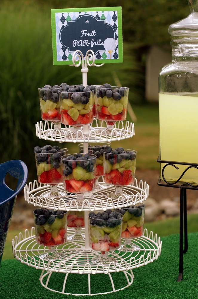 golf theme food, golf party ideas, Father's Day golf party ideas, fruit parfaits